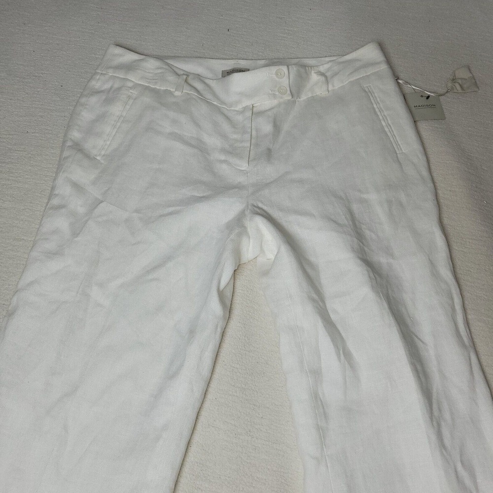 Madison Pants Womens Sz 12 - 36W x 30L White Boating Linen Beach Summer Cottage - Picture 4 of 16